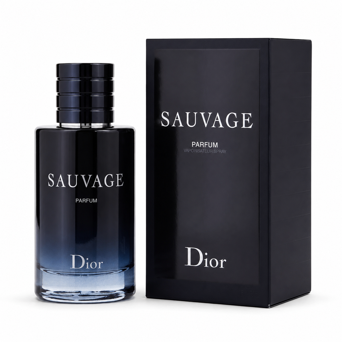 Dior Sauvage Parfum bottle and box on white