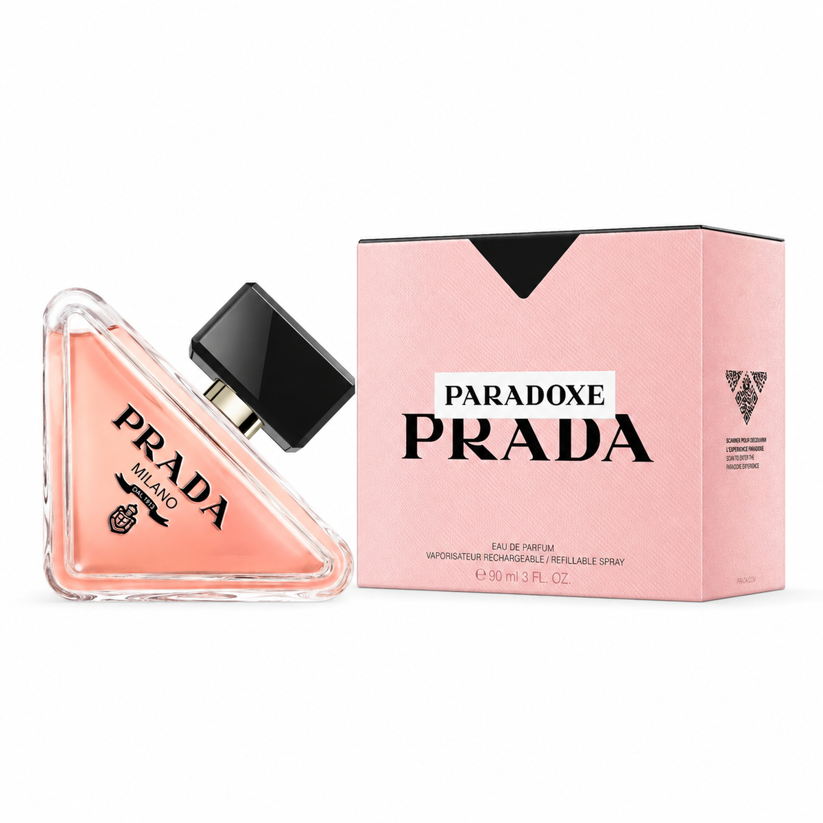 Prada Paradoxe bottle and box on white