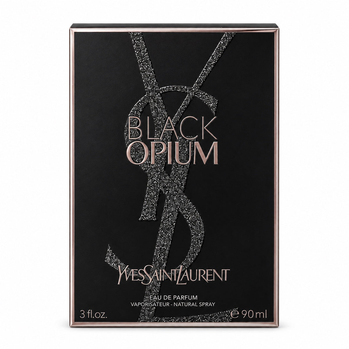 Yves Saint Laurent Black Opium Eau de Parfum 90ml box on white background