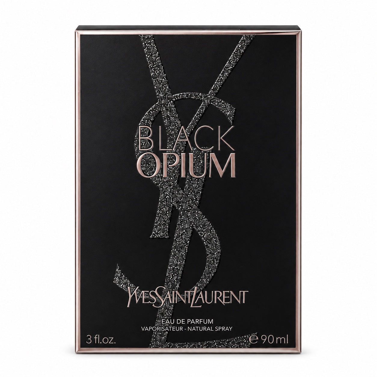 Yves Saint Laurent Black Opium Eau de Parfum 90ml box on white background